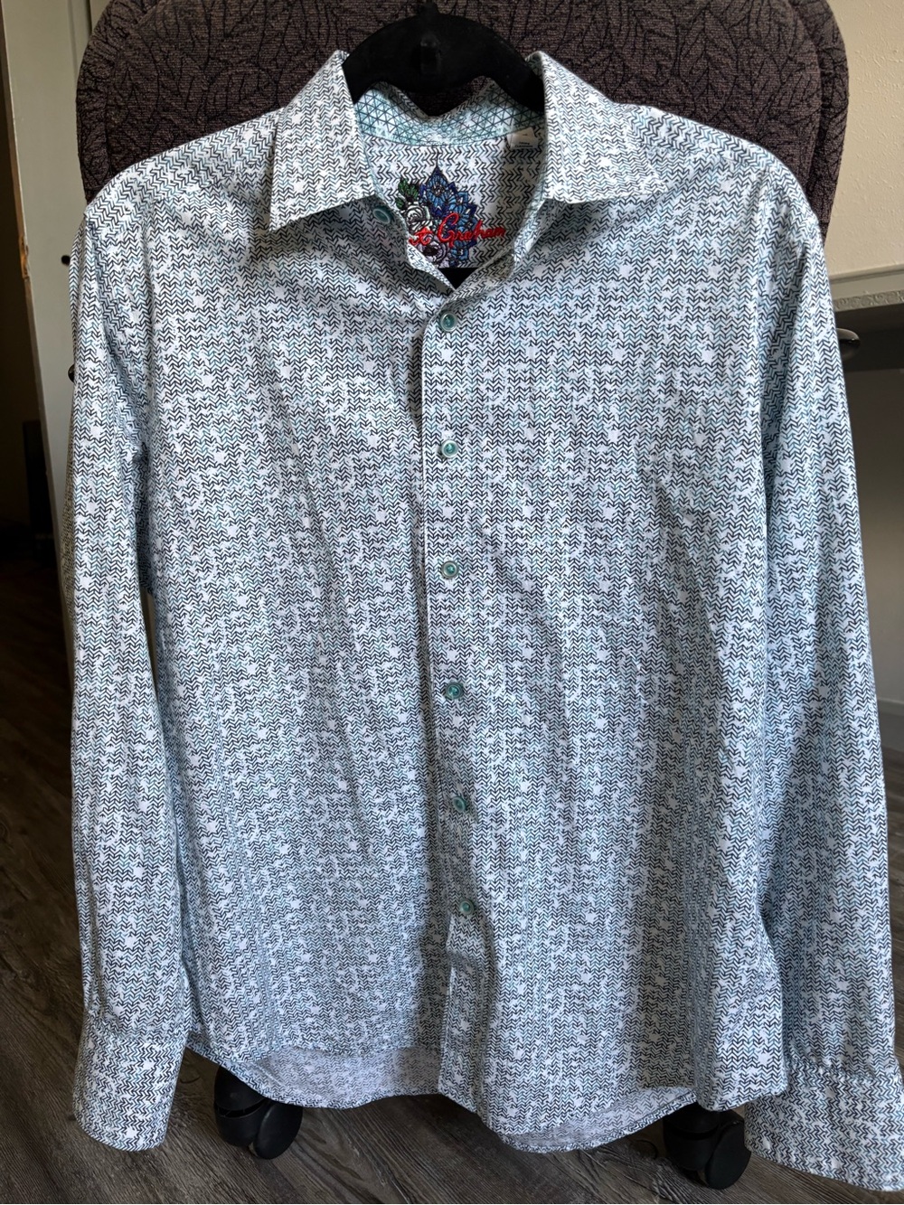 Robert Graham Men's Long-Sleeve Patterned Dress Shirt - White/Gray